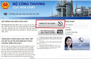 Hướng dẫn sơ bộ về đăng ký và khai báo hóa chất qua mạng