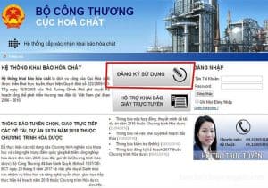 Hướng dẫn sơ bộ về đăng ký và khai báo hóa chất qua mạng